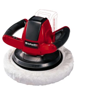 Einhell CE-CB 18/2 Li polisseuse auto sans fil - Solo, rouge/noir, avec bonnet de polissage.