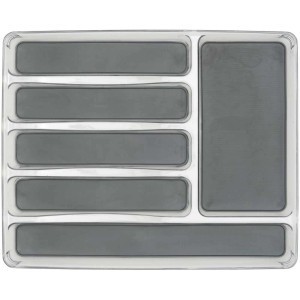 Wenko portaposate con 6 scomparti e rivestimento antiscivolo, grigio-trasparente, 32x40 cm.