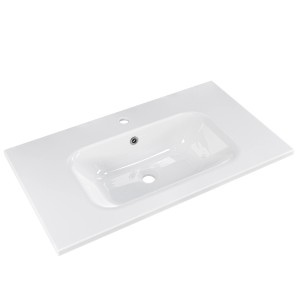 Pelipal Quantum 07 Lavabo singolo, 81 cm, marmo minerale bianco, con foro rubinetto
