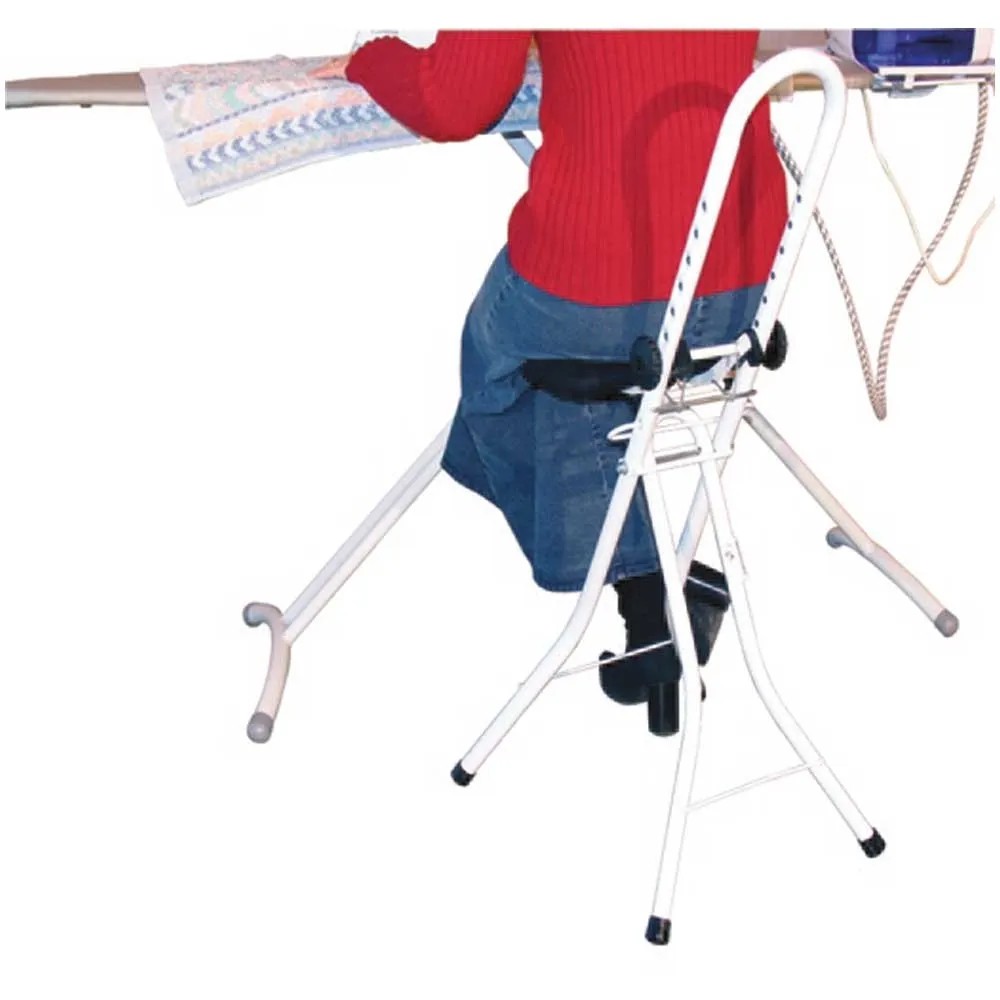 Sgabello Per Stirare MSV - Cotone E Acciaio, Nero/bianco, 62x104 Cm - Foto 4