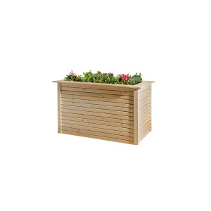 Weka Profi aiuola rialzata 669 in legno di abete, 80x120x79 cm, piantumata con fiori.