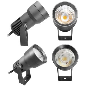 Faretto da giardino a LED Charly L, 12W, bianco caldo, IP67, grigio scuro. Faretto per esterni per giardino e cortile.