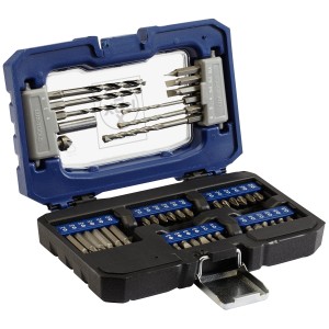 Set di punte e inserti LUX, 42 pezzi, in scatola blu e nera.