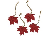 Videx Holz-Anhänger Herbst-Blätter Rot 4 Stk.