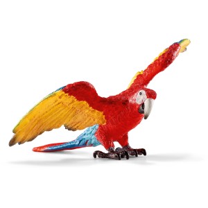 Figurine détaillée Schleich Wild Life Ara avec des plumes rouges, jaunes et bleues.