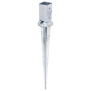 Support à enfoncer réglable pour poteaux en bois carrés, galvanisé à chaud, 71x71x900 mm.
