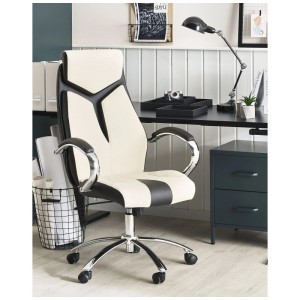 Sedia da ufficio beige Beliani Formula in similpelle con struttura cromata.