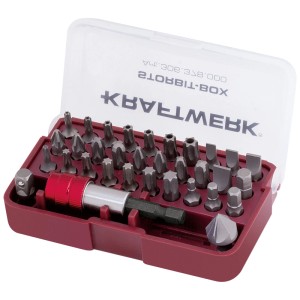 Kraftwerk Bit-Box, set da 33 pezzi con punta svasatore, vari inserti in scatola rossa.