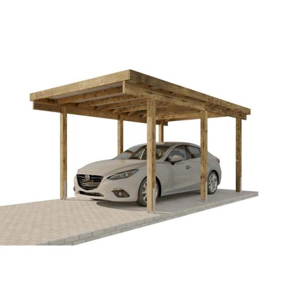 Alpholz Einzelcarport Sardinien Holz / PVC Grün (HxBxT) 236 x 304 x 730 cm