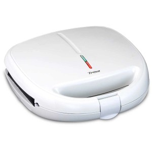 Tostapane per sandwich Trisa Tasty Snack bianco con spia di controllo della temperatura.
