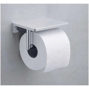 Porta carta igienica cromato Diaqua con ripiano per bagno o toilette ospiti.