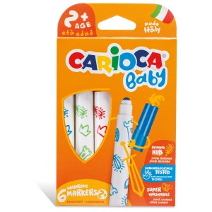 Carioca Baby Fasermaler, 6er-Packung. Stifte für Kinder ab 2 Jahren, dermatologisch getestet.