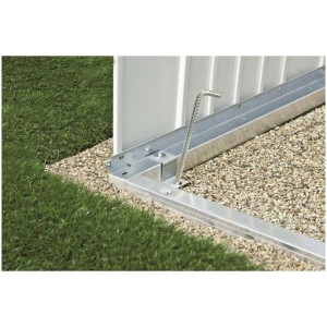 Cadre de plancher en aluminium pour armoire à outils 90 avec ancrage au sol pour protection contre les tempêtes.
