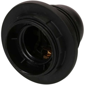 Douille E27 noire avec bague M10 x 1 pour installation de lampe.