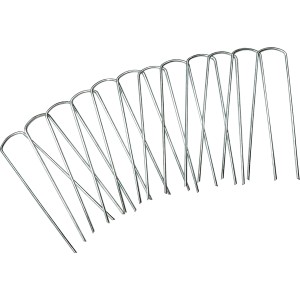 12 fixations en U pour films et feutres, 14 cm, en acier inoxydable pour fixation au jardin.