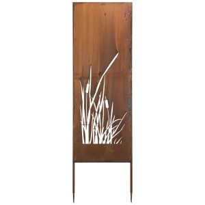 Paravent Nouvel Typha, couleur rouille, motif roseaux, pour jardin et terrasse.