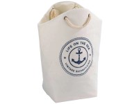 Wenko Wäschesammler Sylt Beige-Blau 58 l