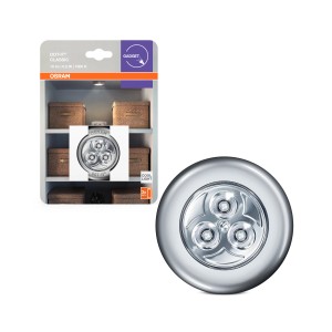 Lampada LED Osram DOT-it Classic, una piccola luce notturna rotonda con tre LED, confezione inclusa.