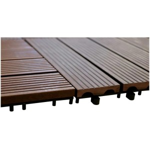 Gartec dalles clipsables WPC Marrone, 30x30 cm, dalles en bois marron avec système de clips.