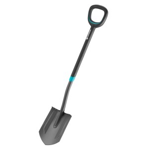 Bêche pointue Gardena ErgoLine avec poignée en D, 117 cm, anthracite, idéale pour creuser les sols durs.