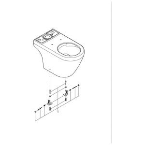 WC sur pied Grohe Euro Céramique, sans bride, blanc, avec matériel de fixation (représentation schématique).