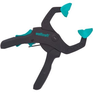 Wolfcraft Ratschenzwinge FZR 40, outil de serrage avec mécanisme à cliquet et mors mobiles.
