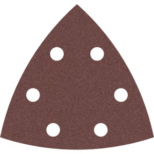 Fogli abrasivi Bosch Delta marrone, grana 180, con 6 fori per levigatrici. Per legno e vernice.