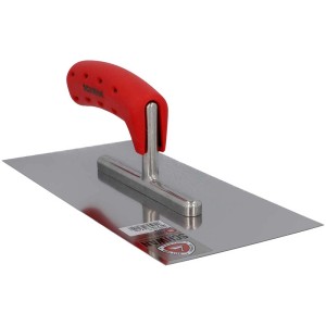 Cazzuola lisciatrice 280x130 mm con impugnatura morbida rossa per lavori di muratura e intonacatura.