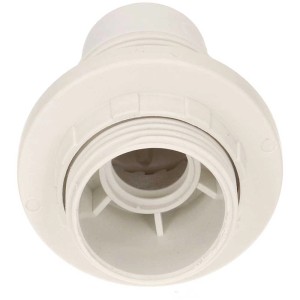 Douille E14 blanche avec collerette M10, bague de serrage incluse pour installation de lampe.