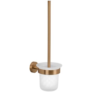 Tesa Moon WC-Bürste selbstklebend, satiniertes Glas, Metall Bronze. Elegantes Bad-Accessoire.