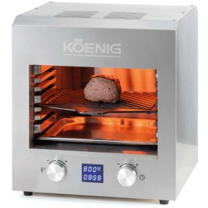 Beef-Grill XL Chrome: Grill elettrico con carne sulla griglia.