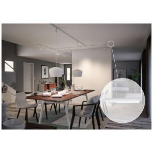 Alimentation d'extrémité Paulmann URail, accessoire blanc pour systèmes de rails dans le salon.