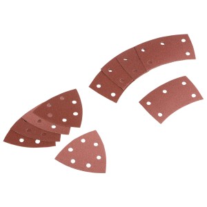 Patins abrasifs LUX K60 pour ponceuse multifonction, 2 pièces, brun rougeâtre, avec trous.