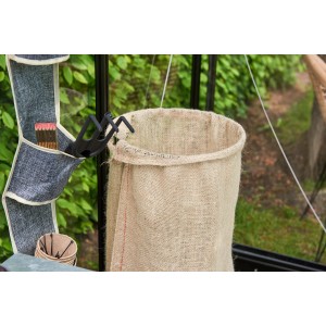 Juliana Support anneau, Ø 30cm, pour profilés de serre, avec sac en jute et accessoires de jardinage.