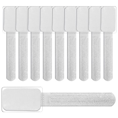 Fascetta di velcro con etichetta Bianco 10 pz