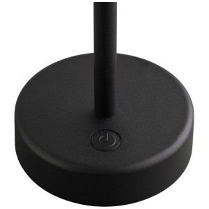 Detailaufnahme der schwarzen Nordlux Ellen Tischleuchte mit Dimmer-Knopf am Sockel.