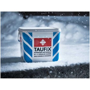 Secchio di sale disgelante svizzero Taufix 12,5 kg, antighiaccio invernale per ghiaccio e neve.