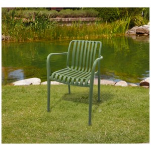 Greemotion Sedia impilabile Tinto, sedia da giardino in plastica verde, impilabile e resistente alle intemperie.