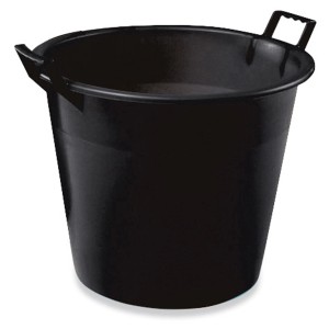 Seau noir sans trous, 75 litres, idéal pour la récolte et le stockage.