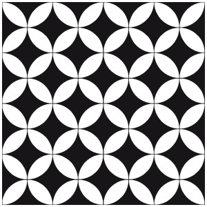 Piastrella decorativa Casablanca Chess con motivo a scacchiera bianco e nero, finitura opaca.