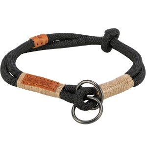 Collare per cani Trixie Be Nordic con stop, nero-sabbia, corda robusta, 45cm.