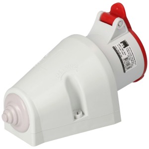 Prise murale CEE, 5 pôles, IP44, gris-rouge, 16A pour 400V, montage en saillie.