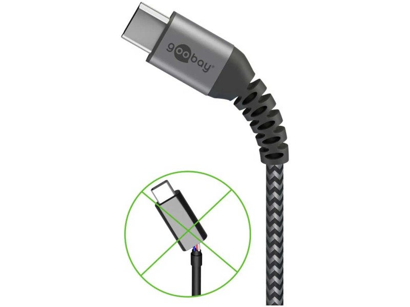 Goobay 67975 Cavo USB-C 3.1 Gen 1 - 0,5 M, Nero, Ricarica 60W/3A E Trasferimento Dati 5 Gbps