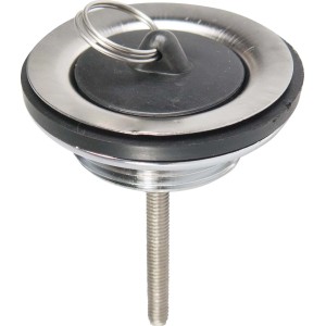 Soupape universelle en acier, Ø 38,5 mm pour lavabos, avec bouchon et anneau.