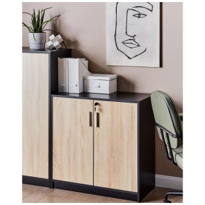 Beliani Armoire de bureau Zehna marron/noir 80 x 80 x 40 cm