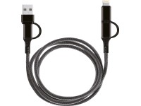 Lade- und Datenkabel USB-A/-C Lightning 4in1 Schwarz