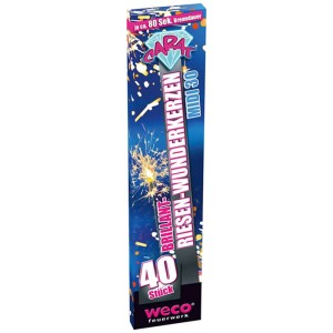 Grands cierges magiques, 30 cm, 40 pièces dans une boîte cadeau bleue.