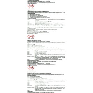 Etichetta di UHU Plus Schnellfest 27g adesivo con avvertenze e informazioni di sicurezza.