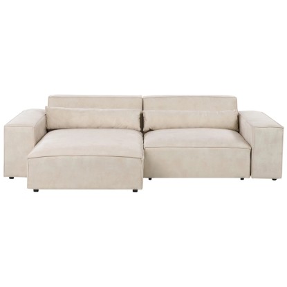 Beliani Canapé d'angle Hellnar velours Beige (HxlxP) 70 x 176 x 262 cm