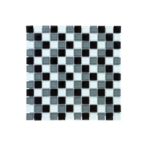 Mosaïque en verre noir, gris et blanc, 30x30 cm. Carrelage mosaïque Euro Stone.